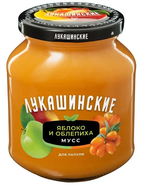 Мусс "Лукашинские" яблочно - облепиховый Фьюжн 370г 1шт