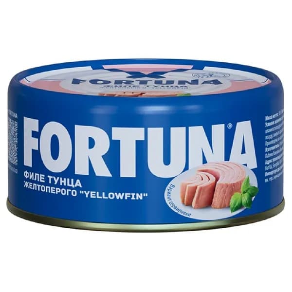 Тунец FORTUNA филе YELLOWFIN в собственном соку /жесть/ 185г