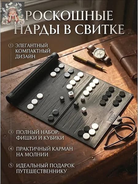 Дорожная нарда из искусственной кожи, рулонная доска для игры