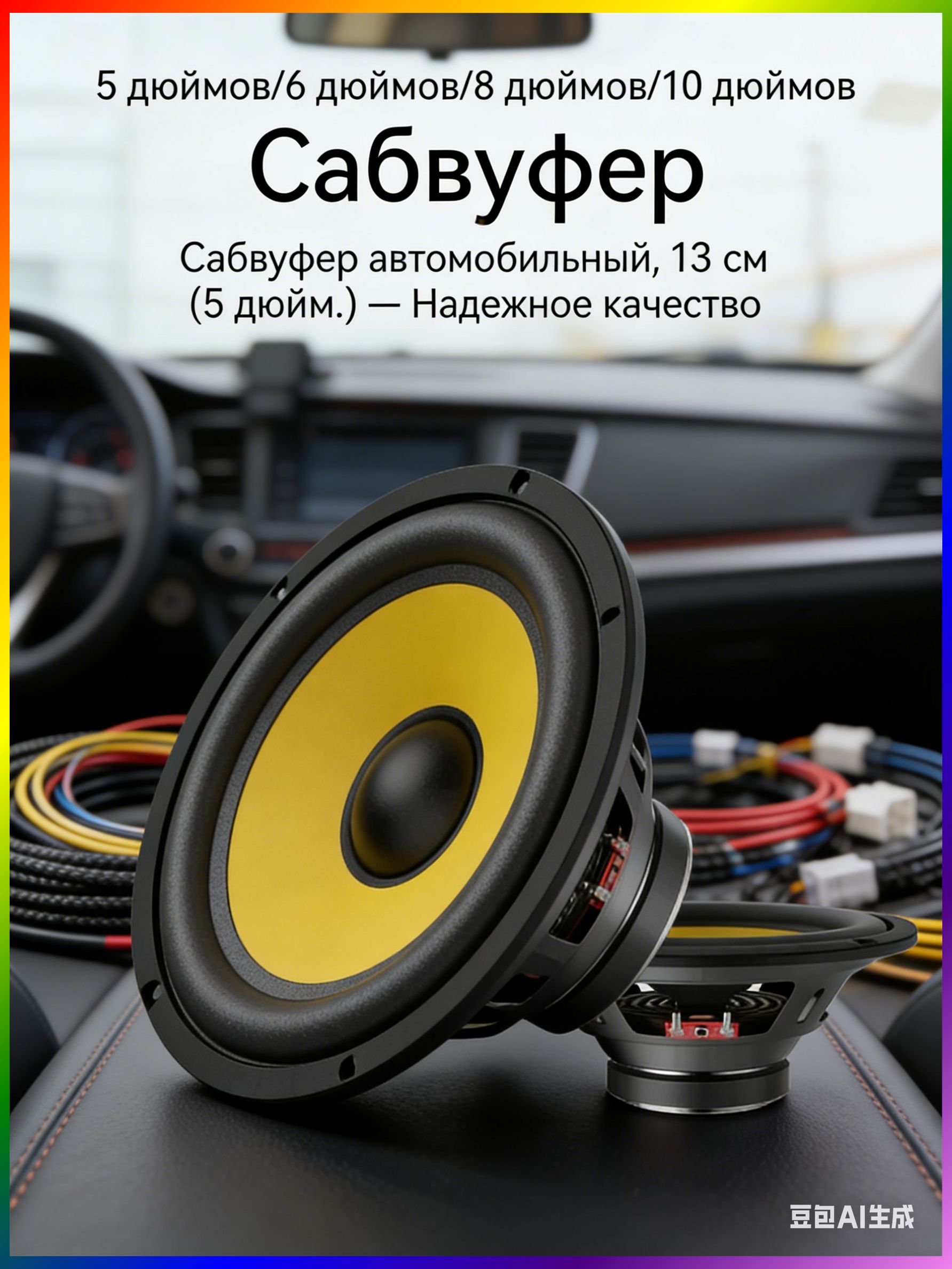 Сабвуфер автомобильный, 13 см (5 дюйм.)