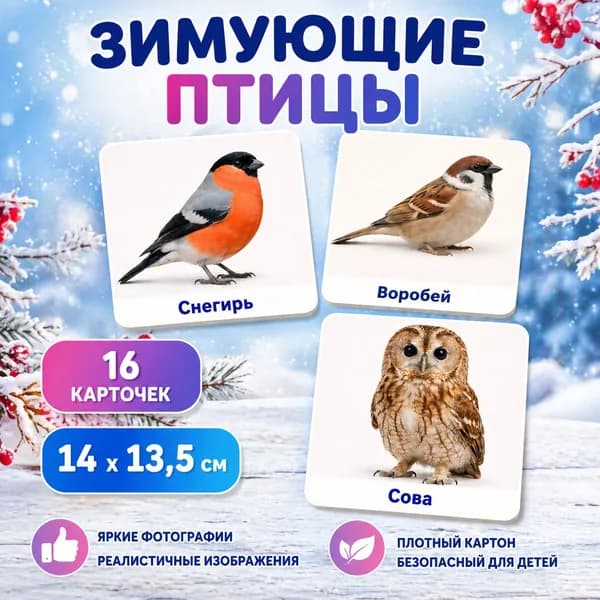 Развивающие карточки Зимующие птицы