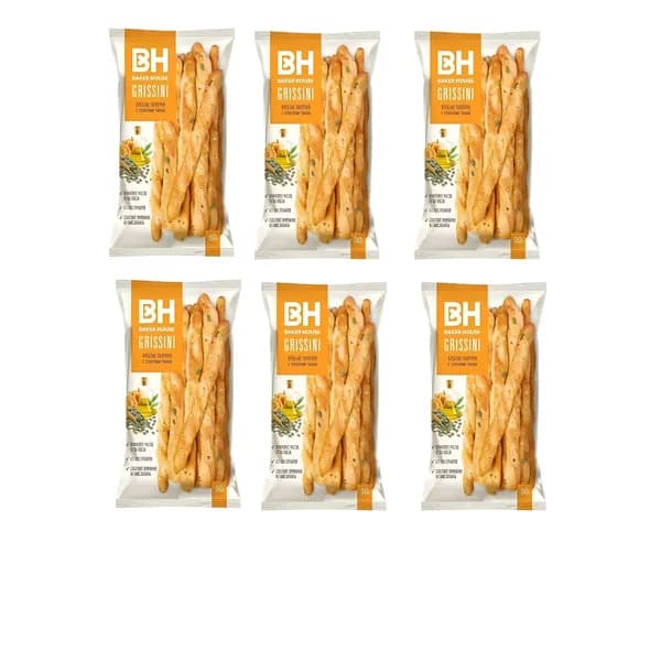 Baker House Хлебные палочки, Grissini, С семенами подсолнечника и морской солью, 80 гр, 6 уп