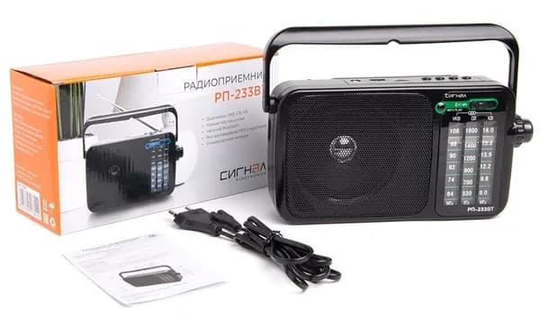 Радиоприемник с Bluetooth Сигнал РП-233BT / УКВ,СВ,КВ,бат.2*R20,220V,BT/USB/TF/AUX