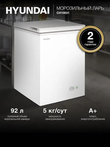 Морозильный ларь Hyundai CH10031 белый 70Вт