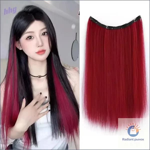 Накладные волосы, для наращивания пряди на заколках-клипсах 50см прямой парик из седых волос