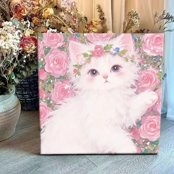 Набор для рисования по номерам для детей маленькая "кошка" / раскраска для детей 20x20 см