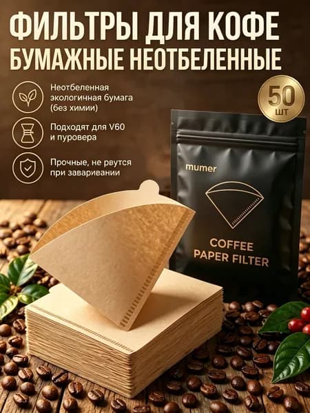 Фильтр для чая, кофе неотбеленные №1, 50 шт