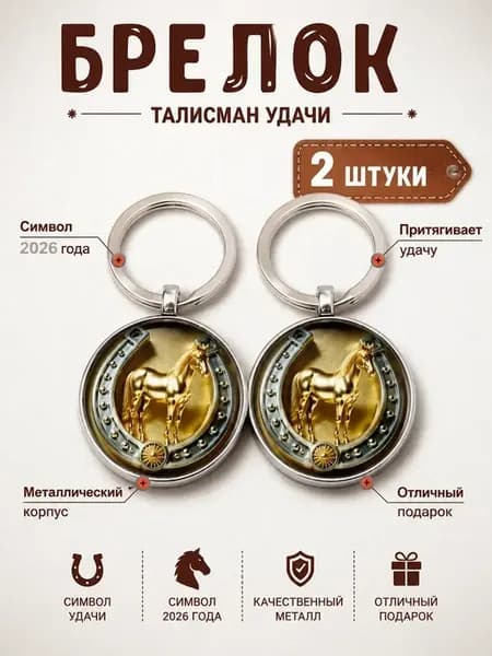 Брелок оберег подкова с лошадью набор 2 штуки