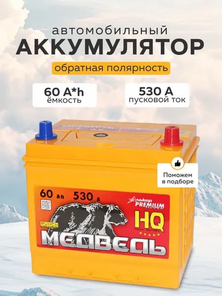 Алькор Аккумулятор автомобильный, 60 А•ч, Обратная (-/+) полярность