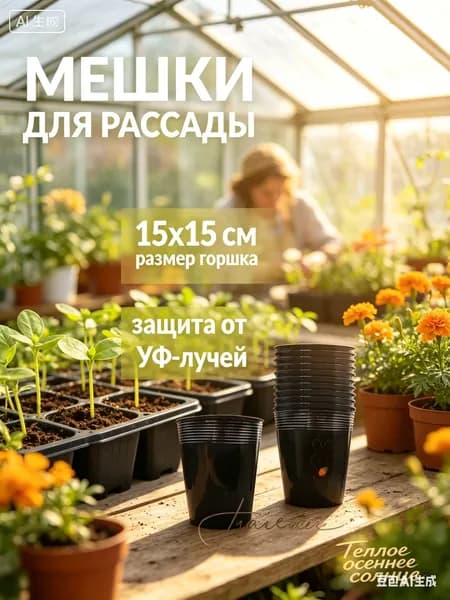 Горшок для цветов 1.5 л, 12 см, 100 шт, цвет черный