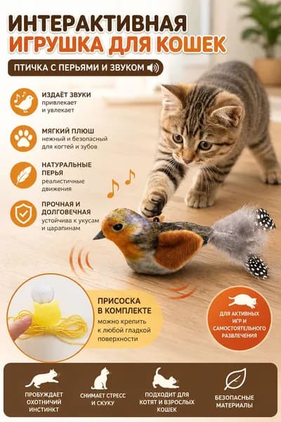 1 шт игрушки для кошек летающая птичка ,игрушка для кошек,подвесные дразнилки на резинке,