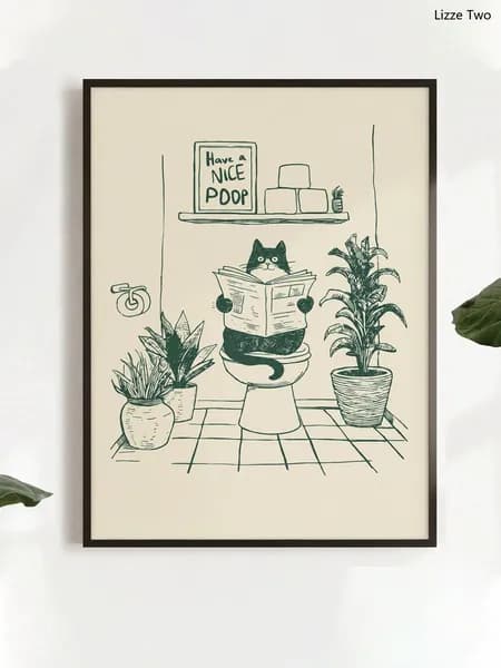 Постер "Кот ходит в туалет", 40 см х 30 см