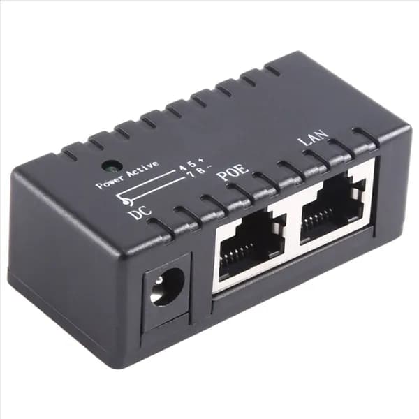 Инжектор-сплиттер PoE RJ45 DC 5,5 мм x 2,1 мм входной пассивный адаптер-разъем для сетевой IP-камеры (черный)