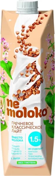 Напиток гречневый NEMOLOKO Лайт Классический, обогащенный кальцием и витамином В2, 1000мл3шт