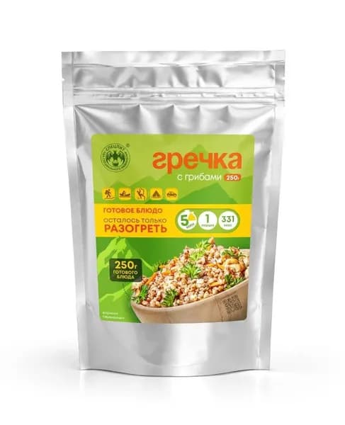 Реторт Гречка с грибами готовое блюдо в реторт-пакете 3 шт по 250 гр