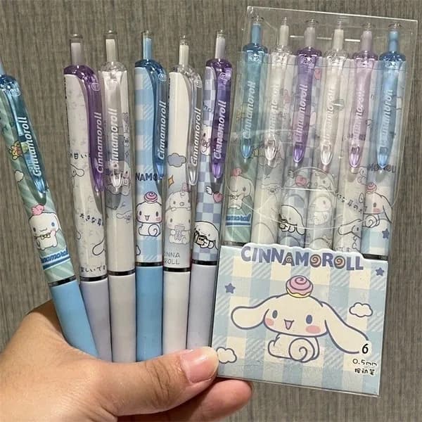 (Hello Kitty/Cinnamoroll) Прессованная гельовая ручка набор 6 шт с персонажами (разные дизайны)