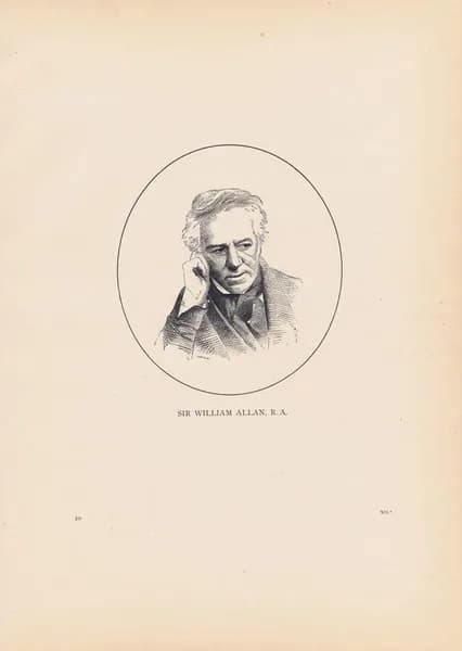 Художник сэр Уильям Аллан, портрет. Антикварная гравюра (ксилография). США, 1875 год