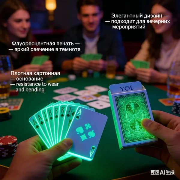 Люминесцентные лазерные персонализированные флуоресцентные игральные карты 1 пара из 54 листов