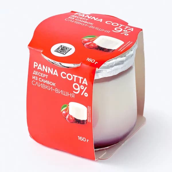 Десерт из сливок Коломенское PANNA COTTA Сливки-вишня 9%, 160 г