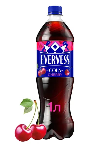 Газированный напиток кола со вкусом вишни Evervess Cola Cherry, 1 л