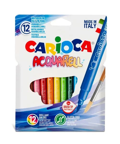 CARIOCA Aсquarell набор акварельных фломастеров с наконечником-кистью, 12 цветов, арт. 42747