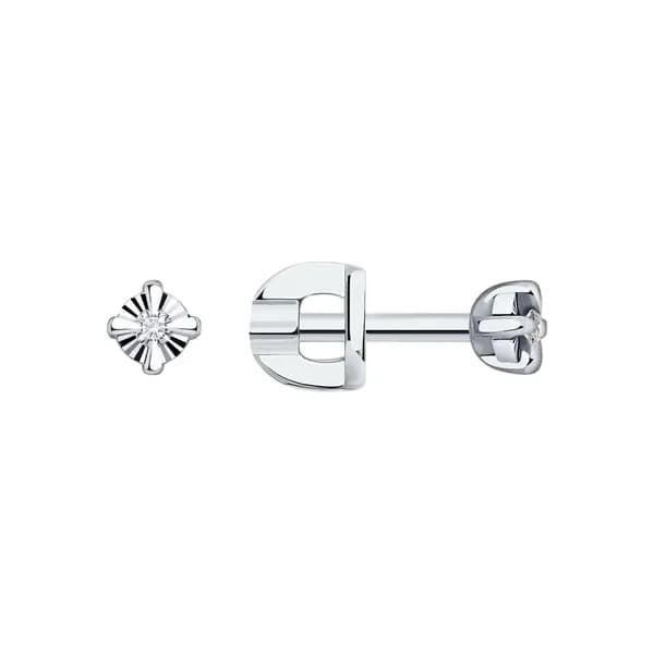 Серьги из белого золота DIAMANT-ONLINE с бриллиантом 585 пробы