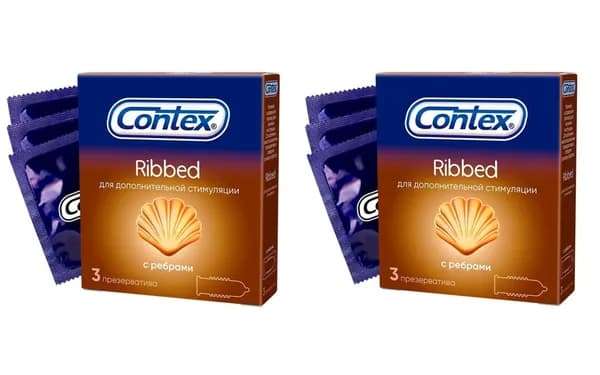 Презервативы Contex Ribbed 6 шт. (набор из 2 упаковок по 3 шт.)
