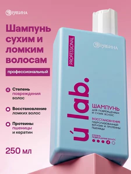 Профессиональный восстанавливающий шампунь женский, для сухих и пористых волос с кератином и протеинами пшеницы, 250 мл