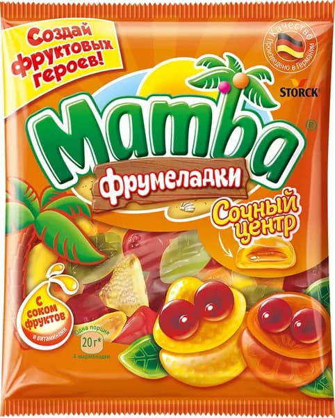 Мармелад жевательный MAMBA Фрумеладки сочный центр, 140г