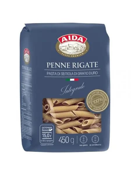 Aida Перья цельнозерновые Penne Rigate Integrale, 450 г