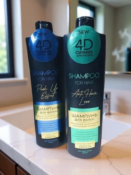 Шампунь с Коллагеном и Протеином, omega 3-6-9, серии 4D сияние, 2 шт по 420мл