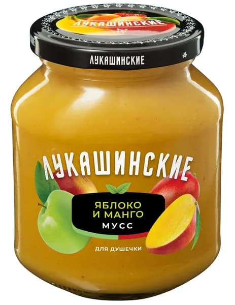 Лукашинские Мусс яблочно-манговый экзотик, 370 гр 1шт