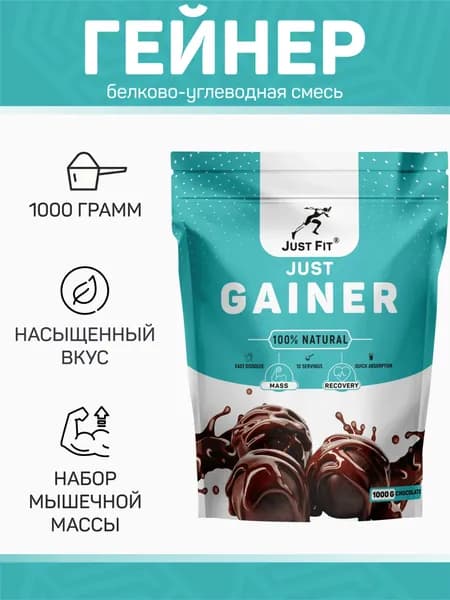 Just Fit Just GAINER / Джаст Фит Гейнер со вкусом шоколада (для набора мышечной массы), 1000 грамм