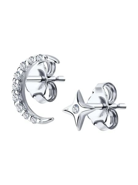 SOKOLOV, Серьги из серебра с фианитами, 94025747-91, пусеты, 925 проба, гвоздики