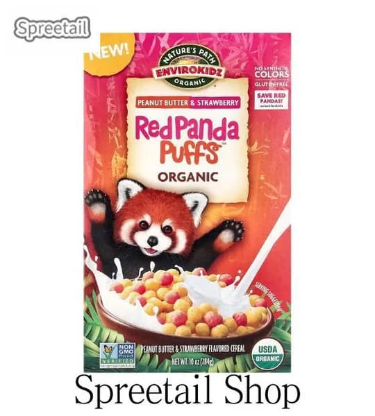 Nature's Path, Envirokidz, Органические хлопья Red Panda Puffs , арахисовое масло и клубника, 10 унций (284 грамма)