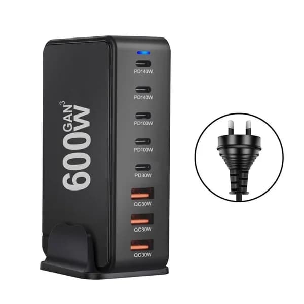 Быстрое зарядное устройство GaN 600W, Черный - AU