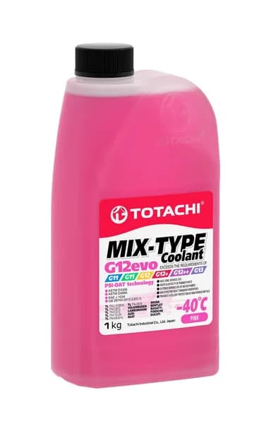 Жидкость охлаждающая TOTACHI MIX-TYPE COOLANT Pink G12evo -40C 1кг (46801)