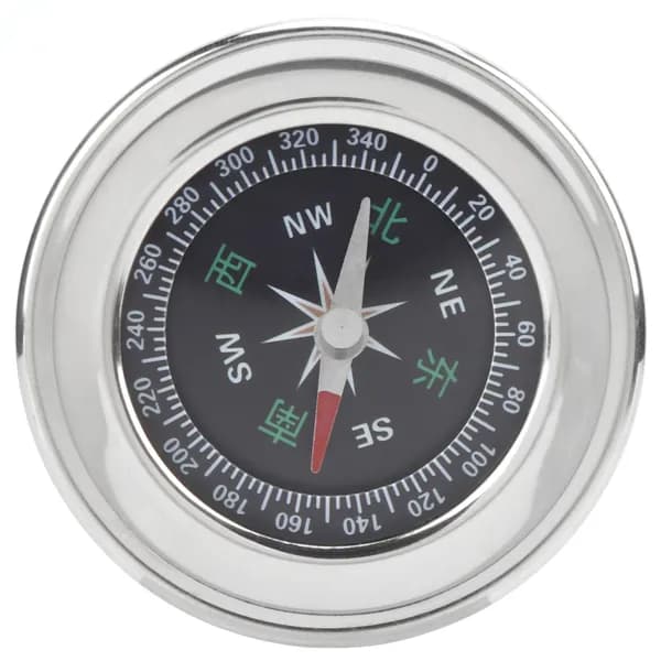 Мини-компас, легкий компас из нержавеющей стали, для кемпинга и пешеходных прогулок Серебристо-белый