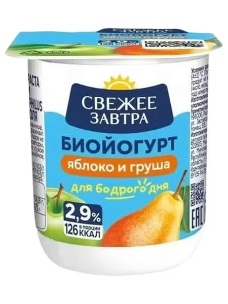 Йогурт Свежее Завтра яблоко-груша 3,1% 125 г