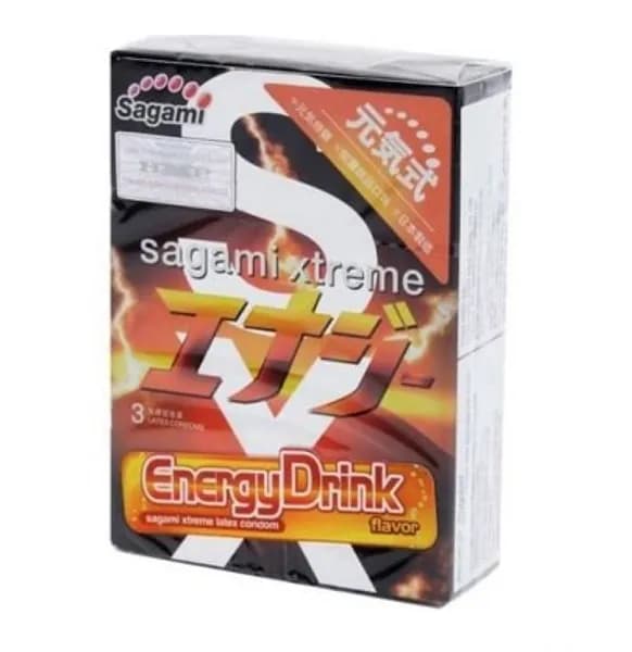 Презервативы ультратонкие со вкусом энергетика Sagami Energy №3/3 шт