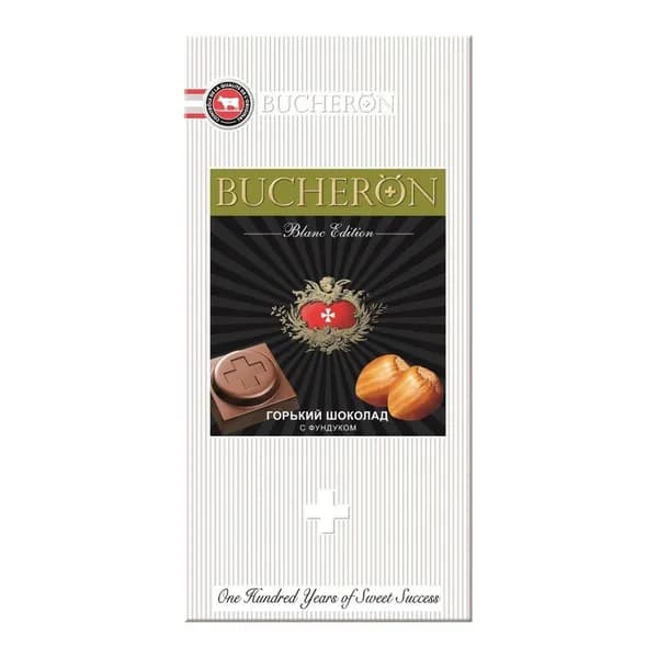 Шоколад BUCHERON BLANC EDITION горький с фундуком /картон/ 85г