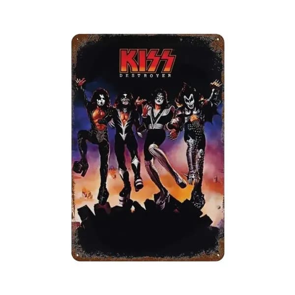 Винтажная алюминиевая табличка с изображением альбомов Kiss Destroyer, рок-металл, декоративные пластины для гаража, клуба, мужской берлоги, бара, дома, кафе, настенный декор.