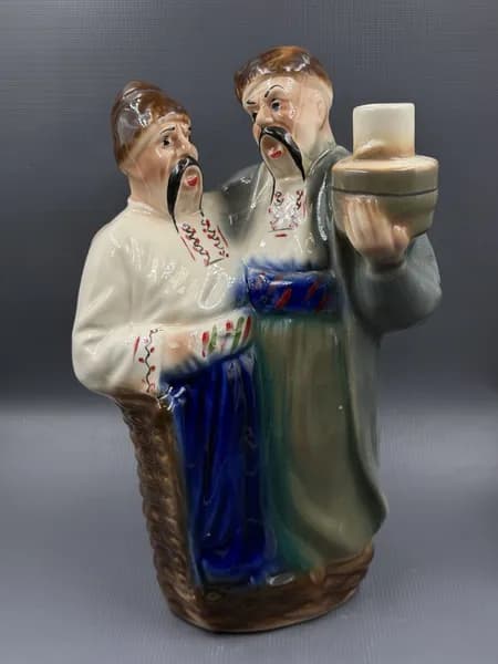 Штоф "Два казака, Встреча" Фарфор Украина СССР, высота 25 см Винтаж! Без крышки!