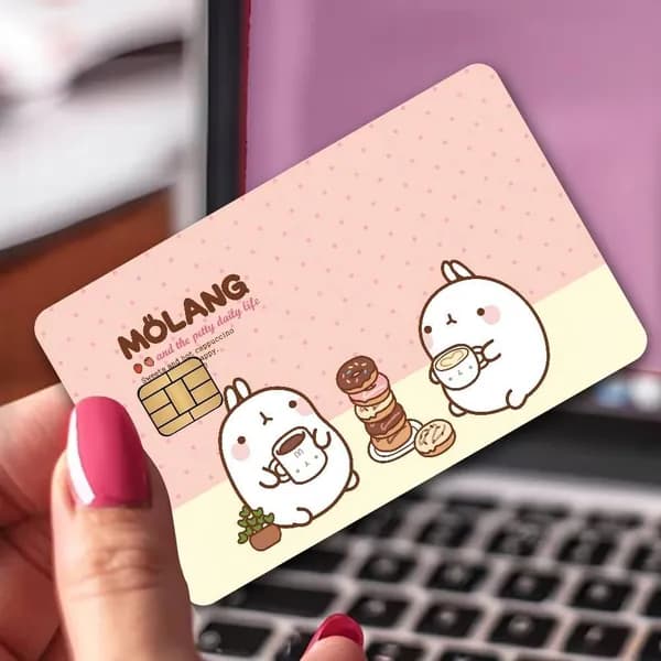 Molang Моланг Наклейки на банковские карты, матовая противоскользящая набор