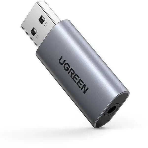 Внешняя звуковая карта UGREEN CM383 (80864) USB 2.0 to 3.5mm Audio Adapter. Цвет: серый.