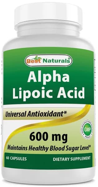 Альфа-липоевая кислота Best Naturals 600 мг 60 капсул - мощный антиоксидант ALA (60 штук (упаковка из 1))