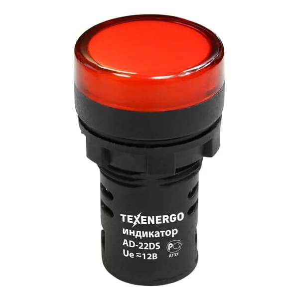 Лампа сигнальная красная 22 мм 12В/AC/DC LED AD22DS (te00126083) TEXENERGO