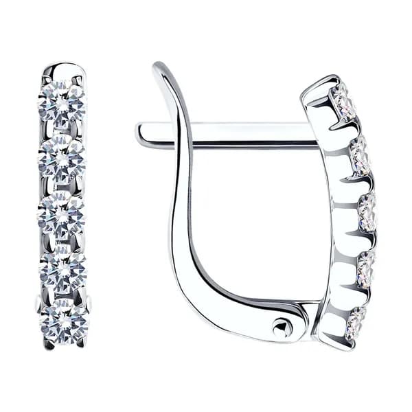 Серьги из белого золота DIAMANT-ONLINE с фианитом 585 пробы