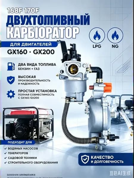 Карбюратор с газовым редуктором 168f 170f (GX160-GX200)