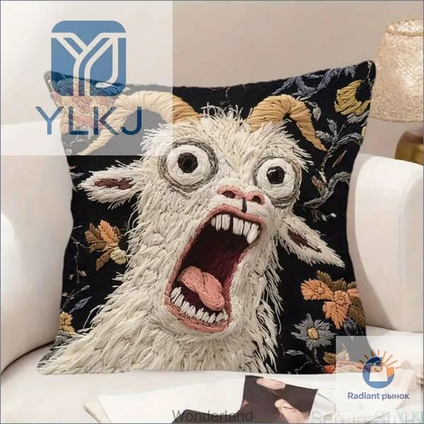 Наволочка 45x45 см 1 шт велюр искусственный, черный 3d-эффект
